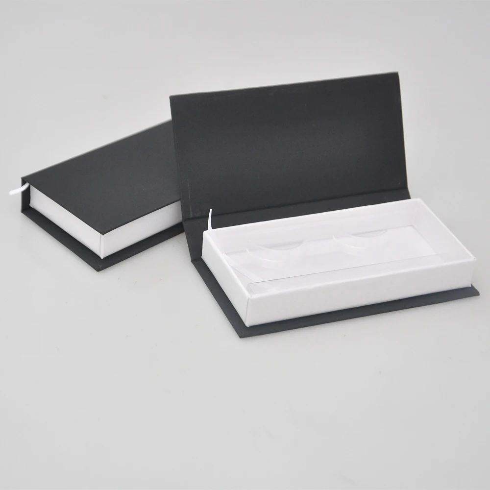 

Eyelash Packaging Box Lash Boxes Package Custom Logo Black White Rectangle Private Label Sticker Makeup Faux Cils Case Vendor