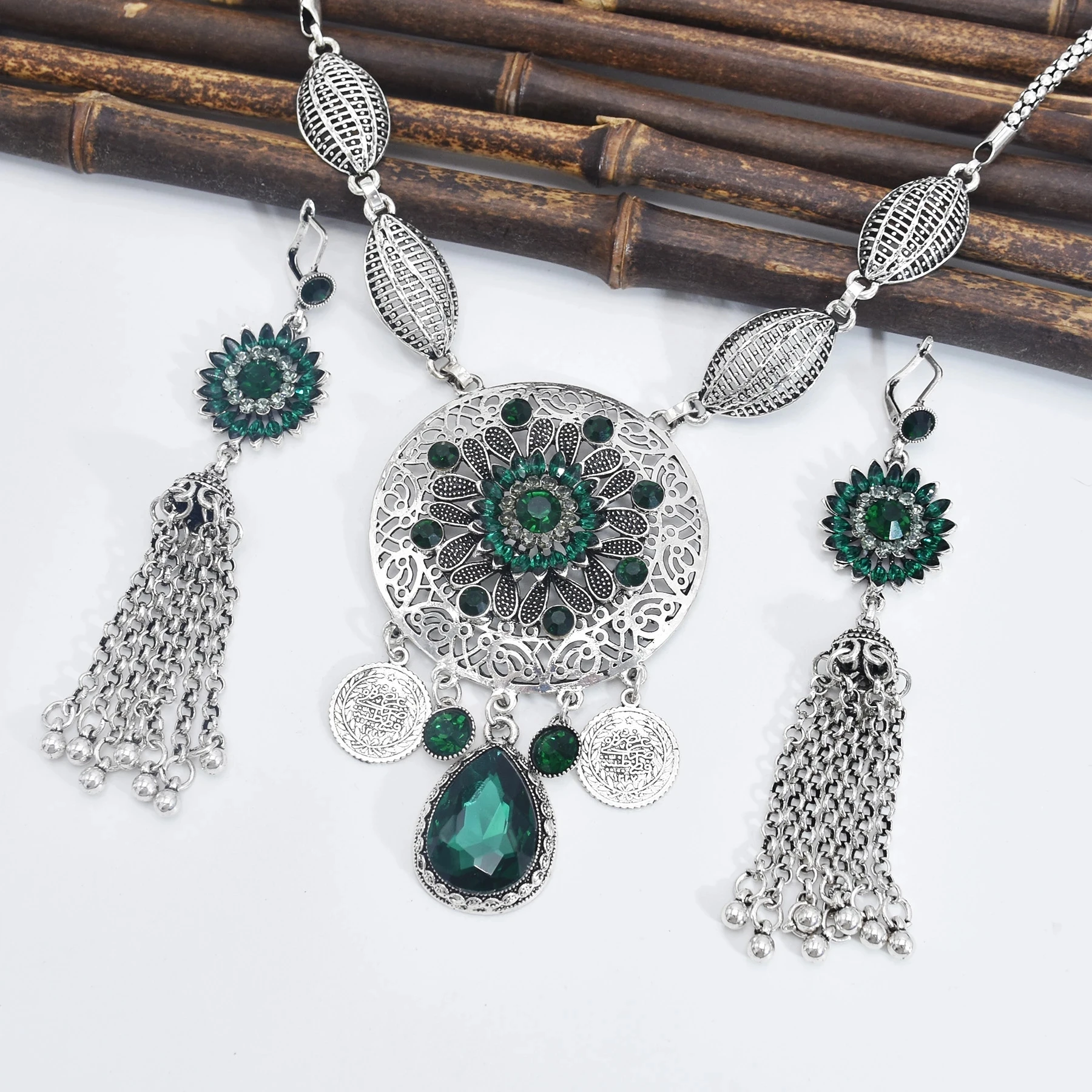 Женское Ожерелье Стразы с кисточками набор ювелирных изделий в стиле бохо