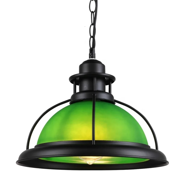 Новый дизайн деревенский промышленный стиль зеленый/белый стеклянный абажур