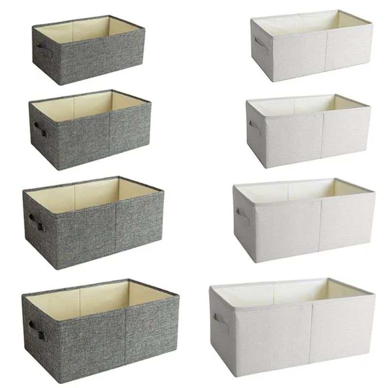 Коробка для хранения из хлопка и льна вместительный ящик шкафа органайзер