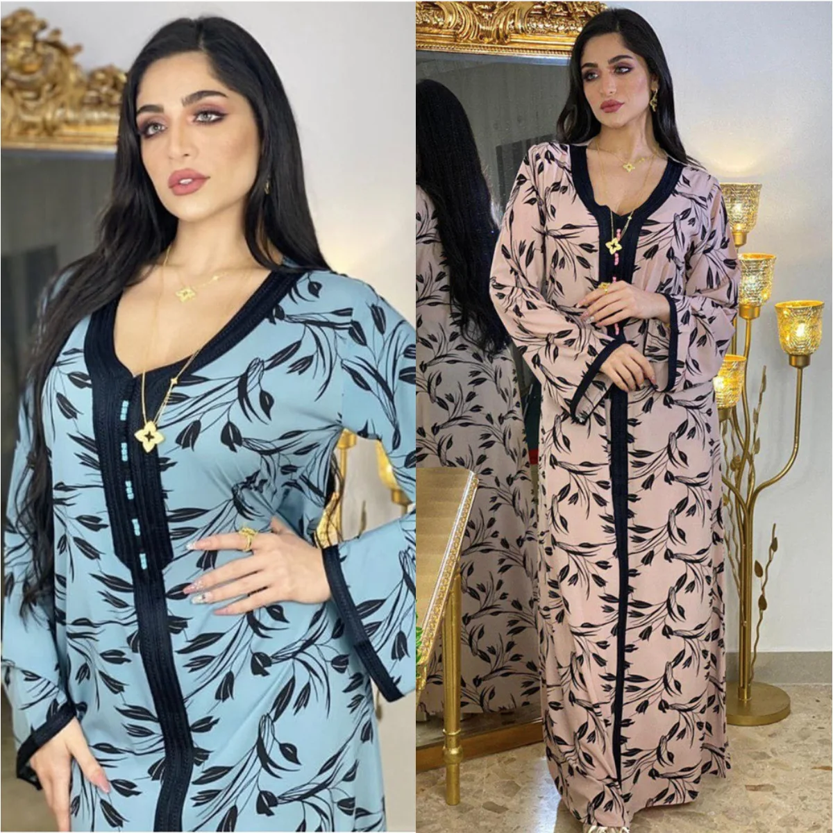 

Muslim Abaya Arabic Dresses Print Hijab Vestidos Cardigan Kimono Long Robe Gowns Eid Ramadan Islamic Jalabiya Musulman De Mode