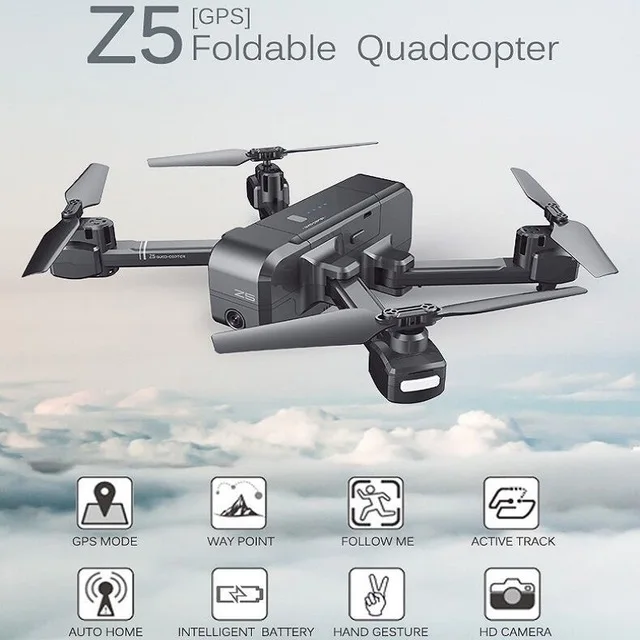 

SJRC Z5 Wi-Fi FPV с широкоугольной HD-камерой, режим удержания 1080p, двойная камера, GPS, следуйте RC-квадрокоптеру, Дрон VS Visuo XS812 XS809