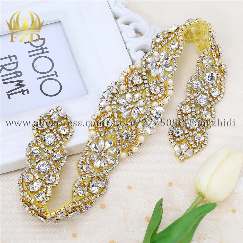 FZD 1 шт. пришивная аппликация из розового золота с бусинами и кристаллами Стразы