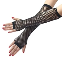 punk goth lady disco fishnet black gloves dance costume lace fingerless mesh gloves protection black glove 2021 new wholesale