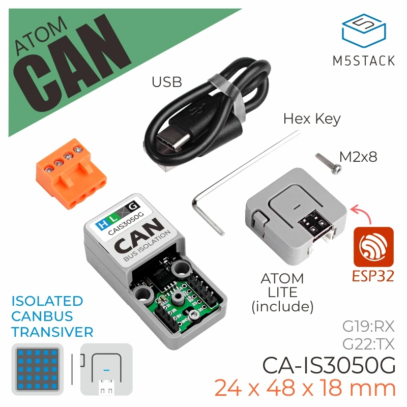 M5Stack официальный ATOM CANBus led комплект (CA-IS3050G) контроллер подключению CAN-шины