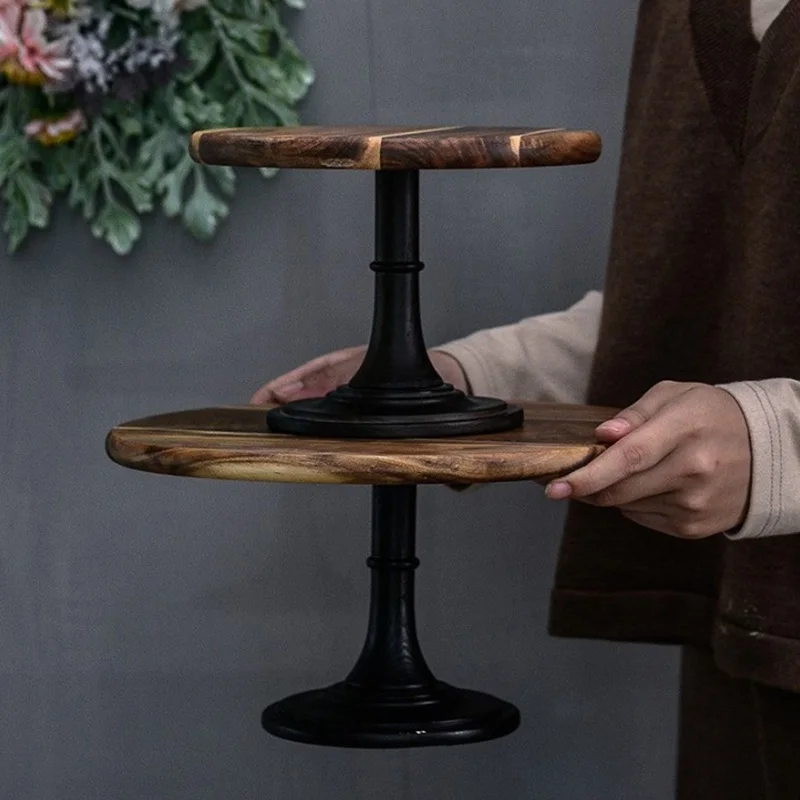 

Solid Wood Tray Dessert High Base Cake Stand Celebration Decoration