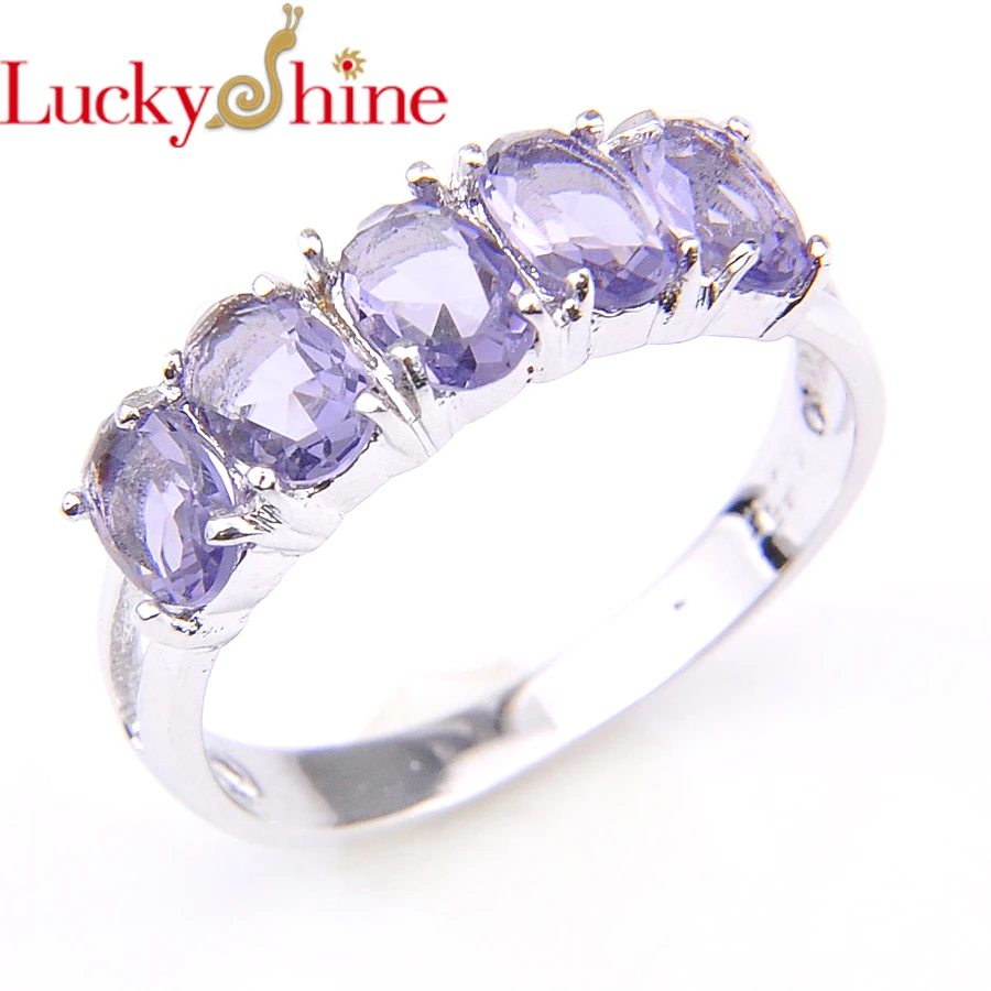 Фото Luckyshine Новое поступление овальные кольца Серебристые Фиолетовые женские кольца ювелирные изделия Россия США вечерние кольца №1