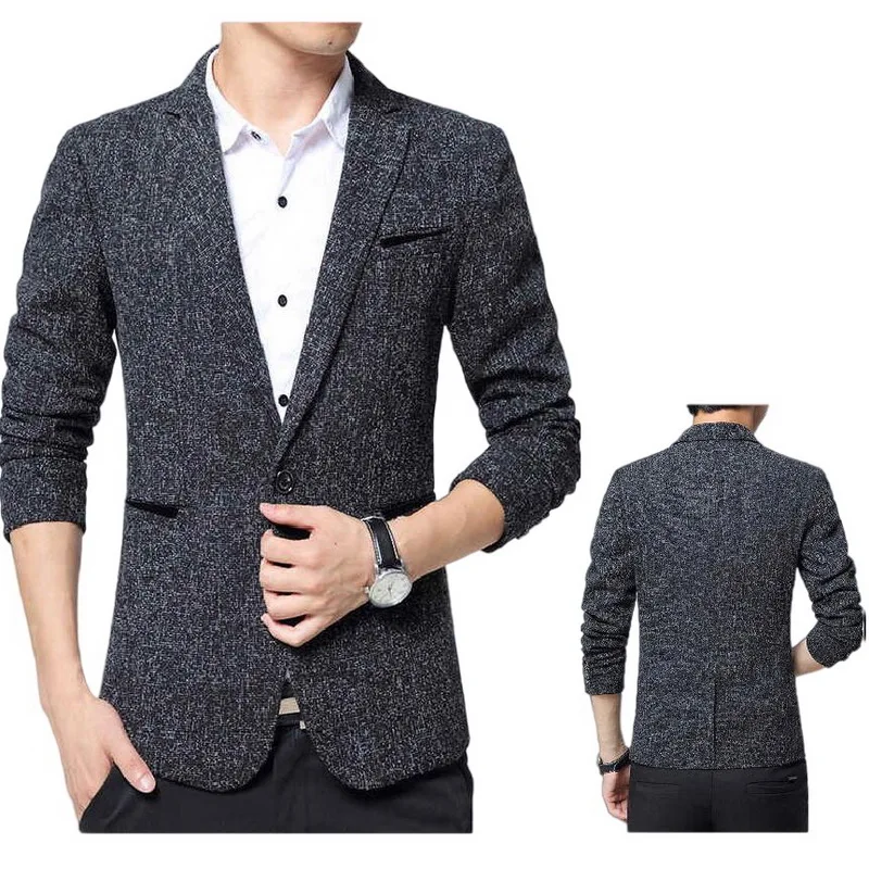 Для мужчин блейзеры Повседневное Slim Fit пиджак в стиле пэчворк размера плюс