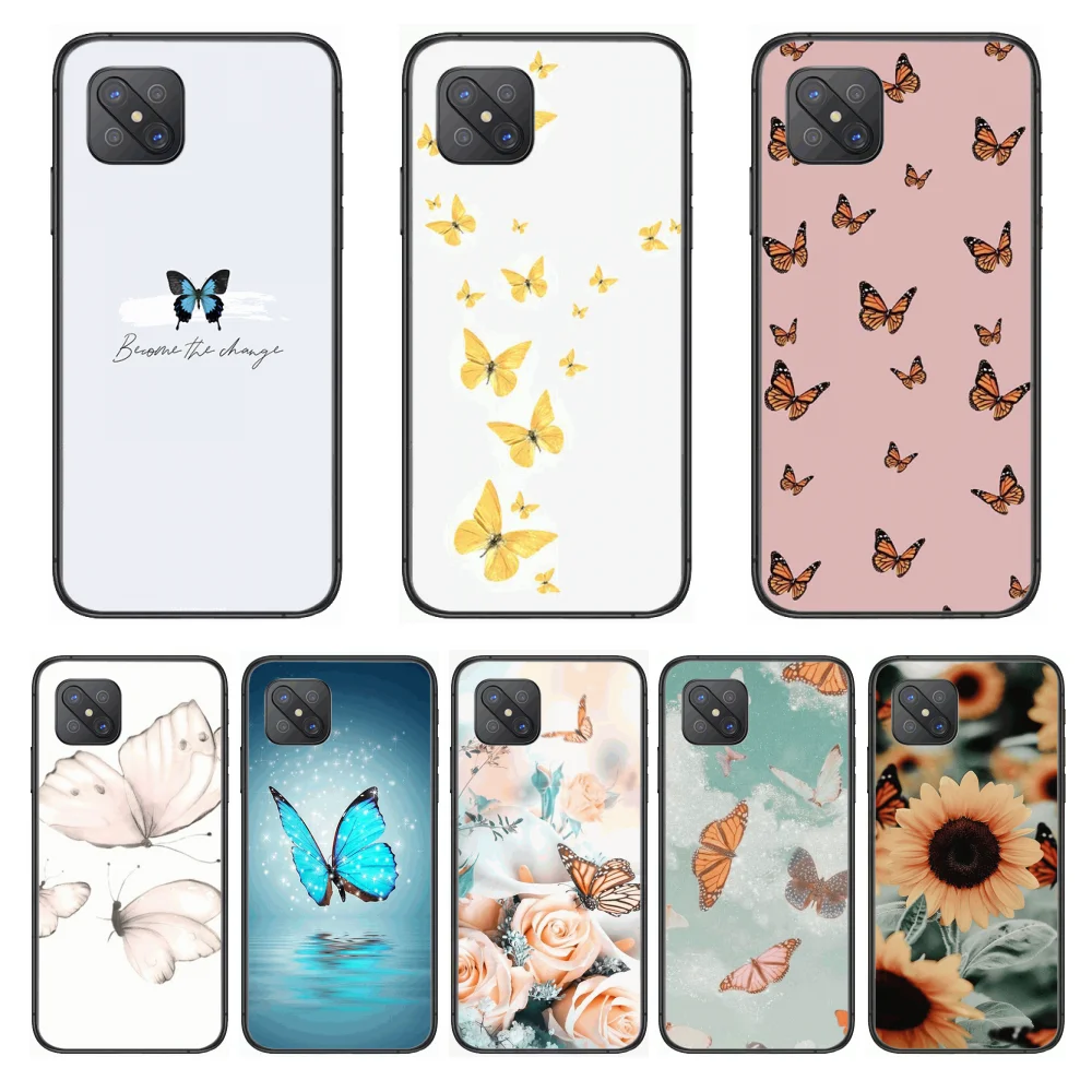 

butterfly scenery Fashion Phone Case cover For OPPO A91 9 83 79 92s 5 F9 A7X Reno2 Realme6pro 5 black tpu cell cover