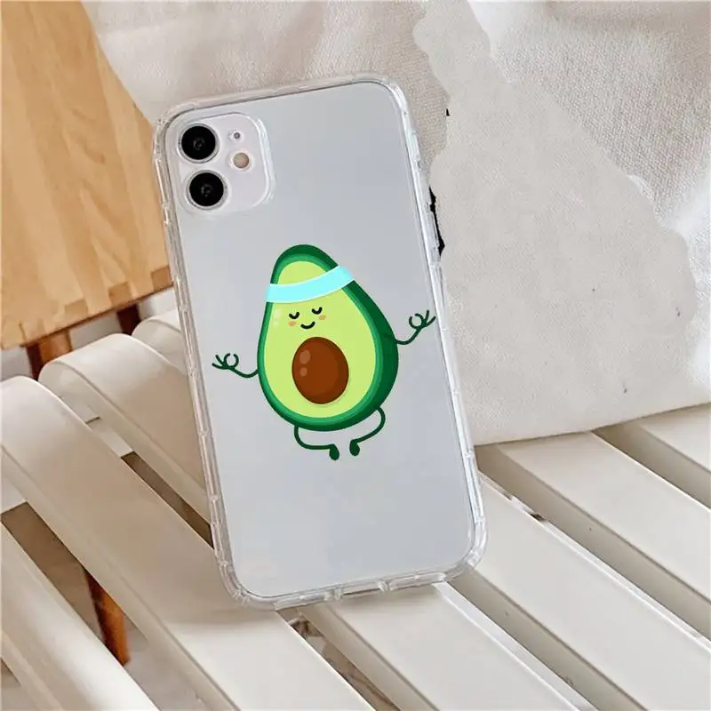 

Cute cartoon avocado Fitness fruit Phone Case Transparent for iPhone 11 12 mini pro XS MAX 8 7 6 6S Plus X 5S SE 2020 XR
