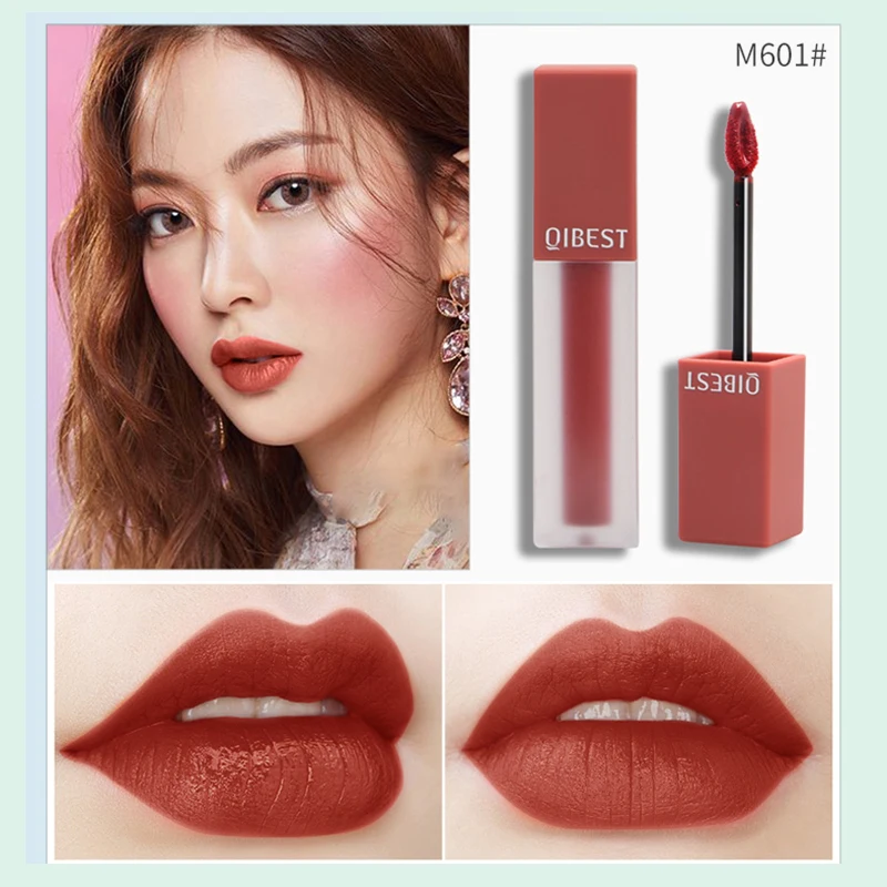 Qibest матовая помада блеск для губ Водонепроницаемый красный косметика Длительное
