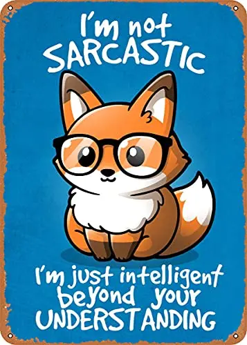 Саркастическая лиса винтажный вид металлический знак патент художественные принты Ретро подарок 8x12 дюймов