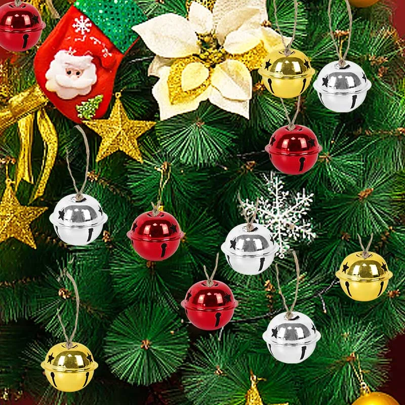 

10pcs 29mm Gold Silver Red Christmas Bells Beads Jingle Bells DIY Christmas Tree Decoration Pet Cat Dog Bell Collar Accessories