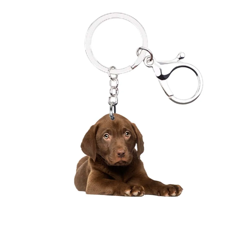 

Labrador retriever Dog Keychains Animal Acrylic keyring NOT 3D llaveros kawaii for him her key chain accessories cute charms hot