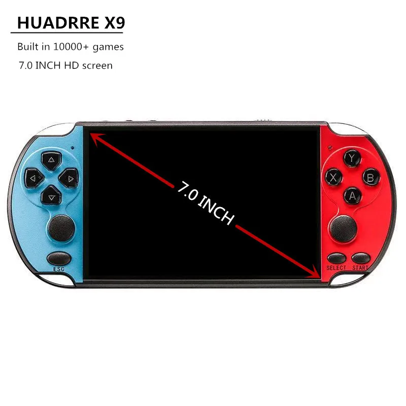 

2023 HUADRRE X12 Handheld Game Player 7.0 inch big HD screen 16G ROM Built in 10000+ games MP5 Camera Movies Video game console