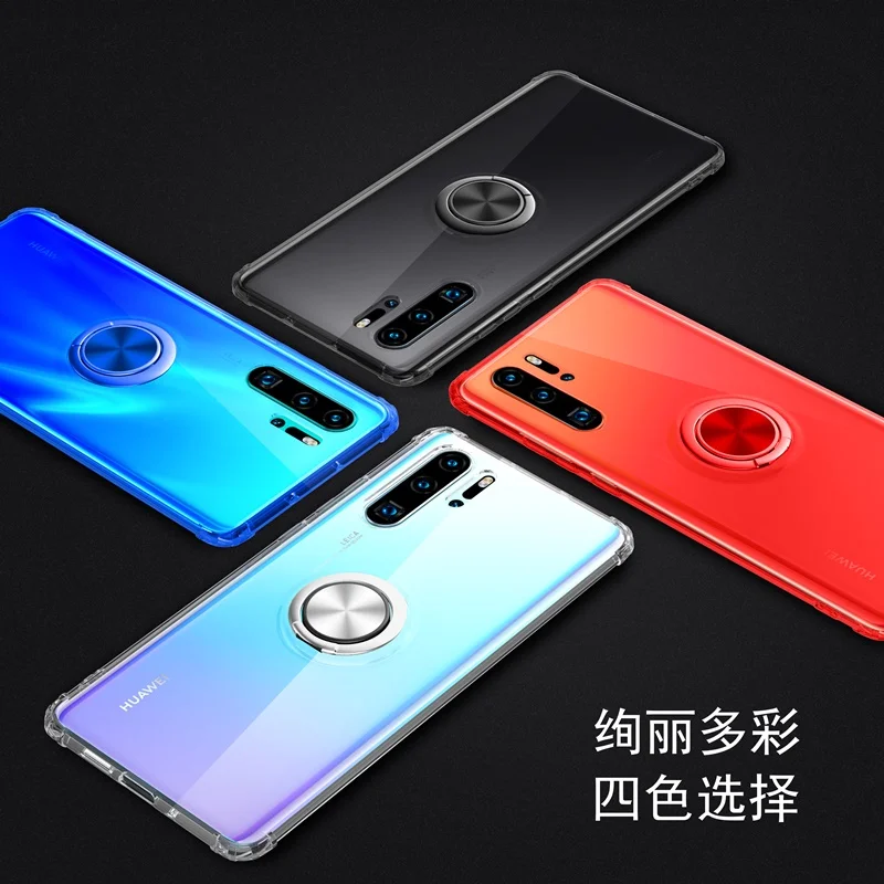 Чехол для huawei P30 чехол P20 Pro ударопрочный прозрачный Стенд колец на палец