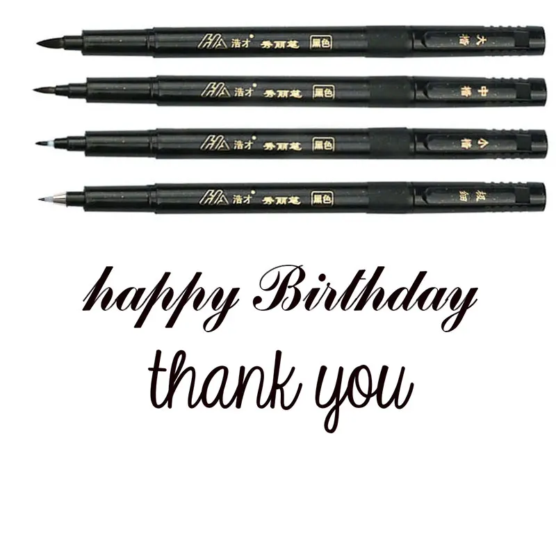 

4pcs Hand Lettering Calligraphy Pen Set Extra Fine Brush Waterproof Pigment for Beginners Writing Signature Drawing Art Supplies