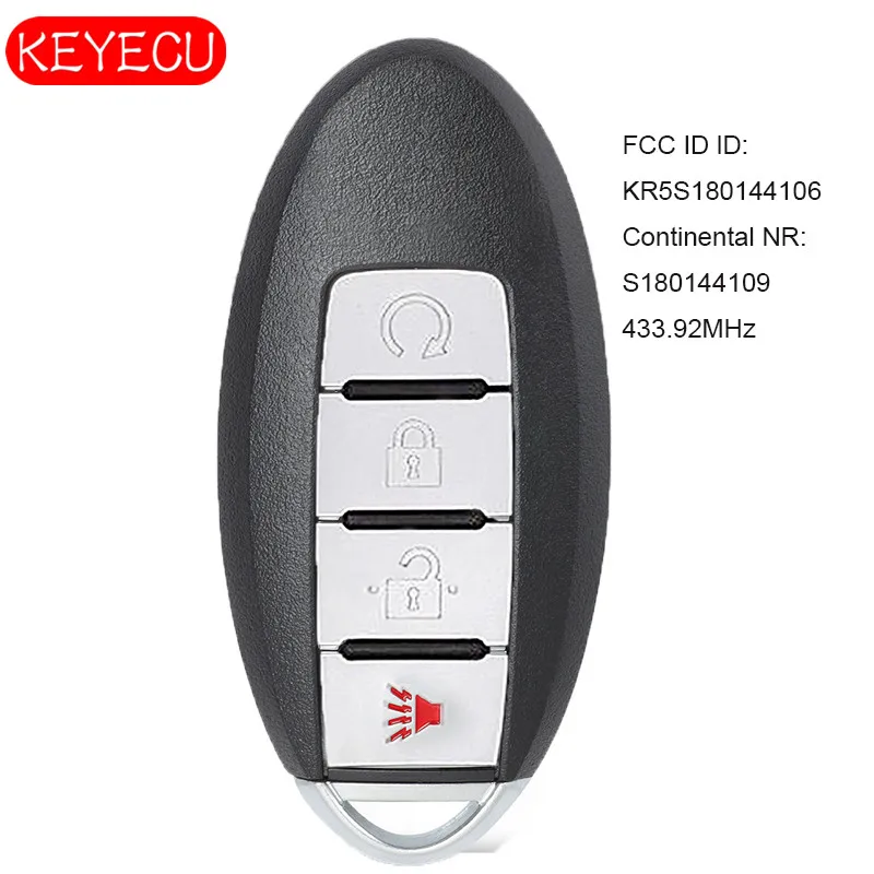 

KEYECU Replacement Remote Control Smart Key 433.92MHz Fob for Nissan Rogue 2017-2018 P/N: S180144109