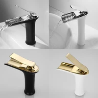 waterfall brass black white gold toilet basin faucet mixer hot cold water single handle hole desk mount tap bathroom accessories