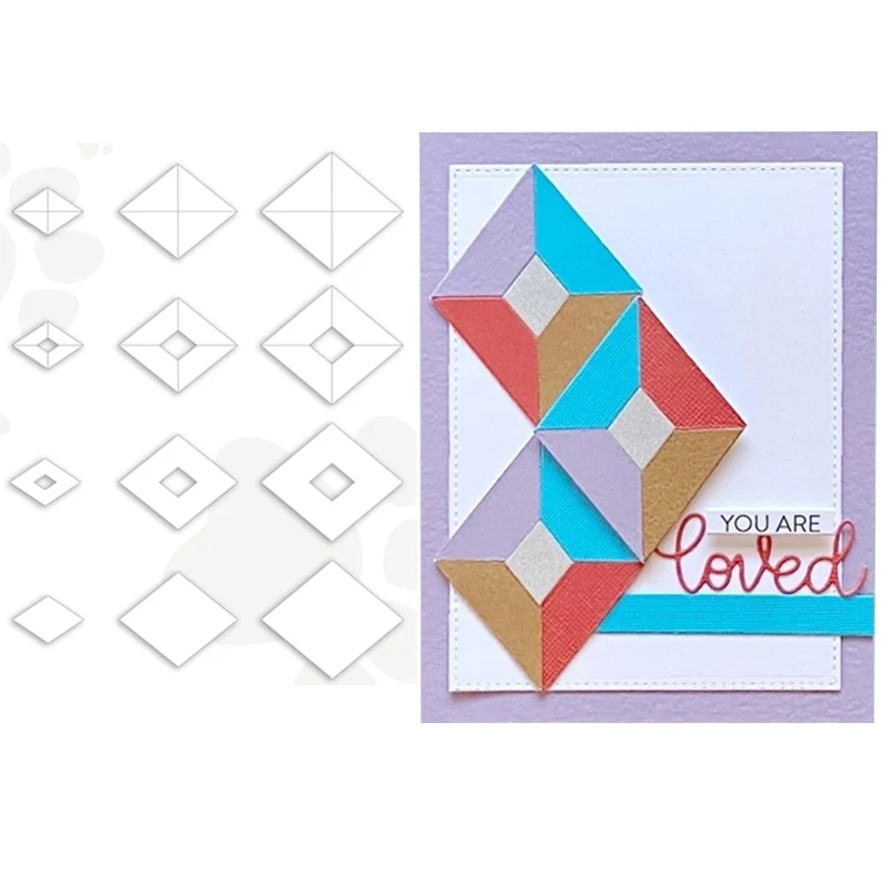 

JC New Arrival Diamond Rhombus Metal Cutting Dies DIY Scrapbooking Die Cut Card Make Stencil Craft Mold Mould Model Decoration