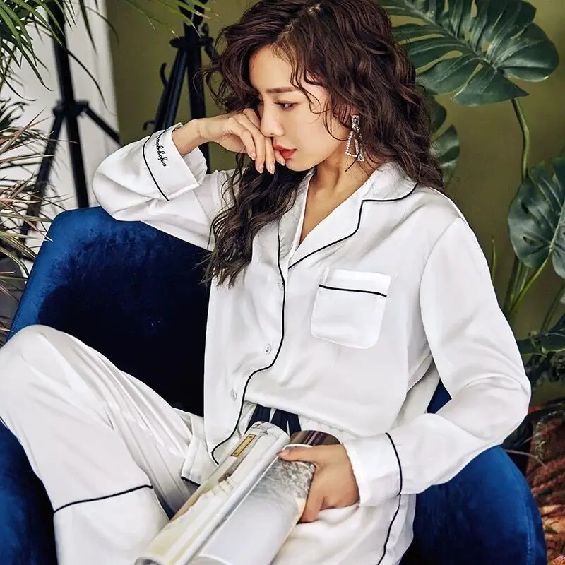 Новый Атласный пижамный комплект из 2 предметов шелковые пижамы для женщин