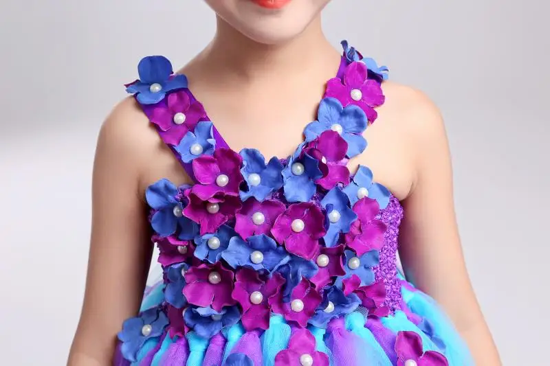 Фиолетовые пышные платья с павлином для девочек Вечерние платья-пачки цветочным