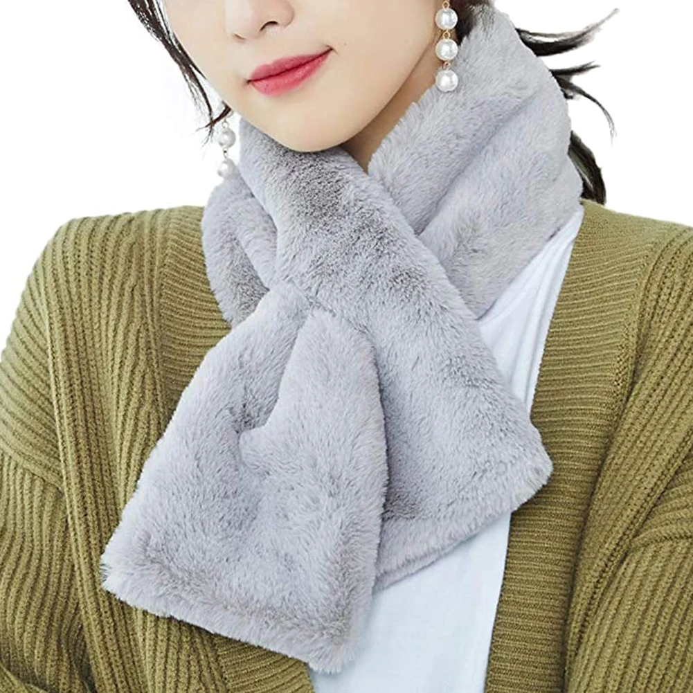 

Новинка Осень-зима женский шарф из искусственного меха Толстый и удобный теплый шарф из искусственного кроличьего меха женский однотонный