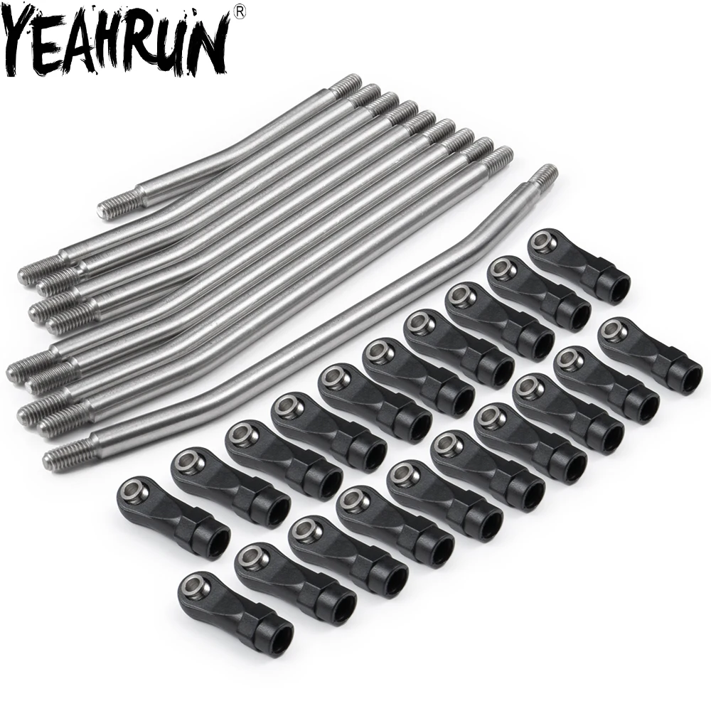 

YEAHRUN 313/324mm Metal Link Set Sturdy Vehicle Linkage 5mm Steering Rod with Nylon End for 1/10 RC Crawler Axial SCX10 II 90046