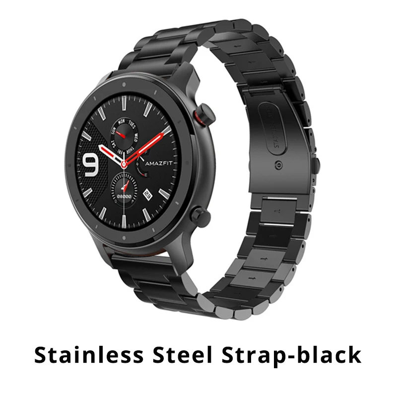 Stainless Steel b Huami Amazfit GTR 47 мм умный Браслет замена металла Милана из нержавеющей стали кожаный силиконовый холст ремешок для часов - Цвет: Stainless Steel b