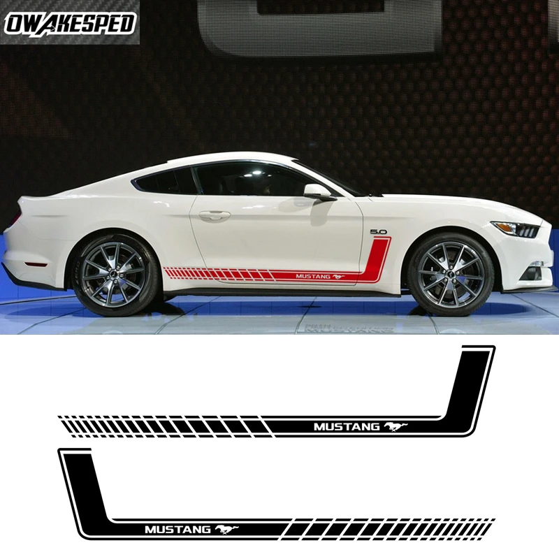 

2 шт., виниловые наклейки на боковую юбку автомобиля Ford Mustang