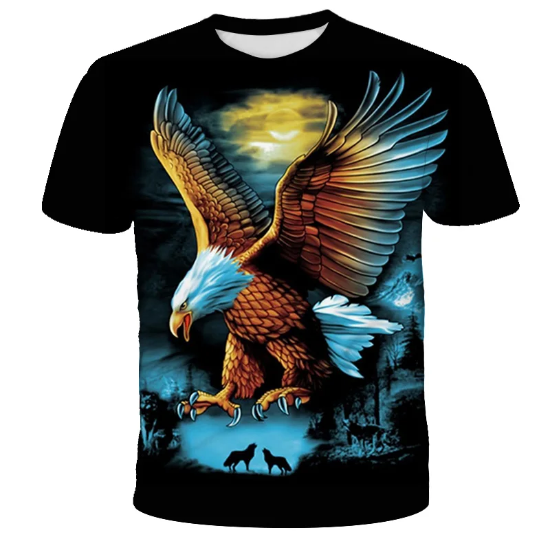 

Eagle and wolf New Summer Fashion New 3D Printing Pattern Boys Girls child Children's Short Sleeve Trendy Casual T-shirt