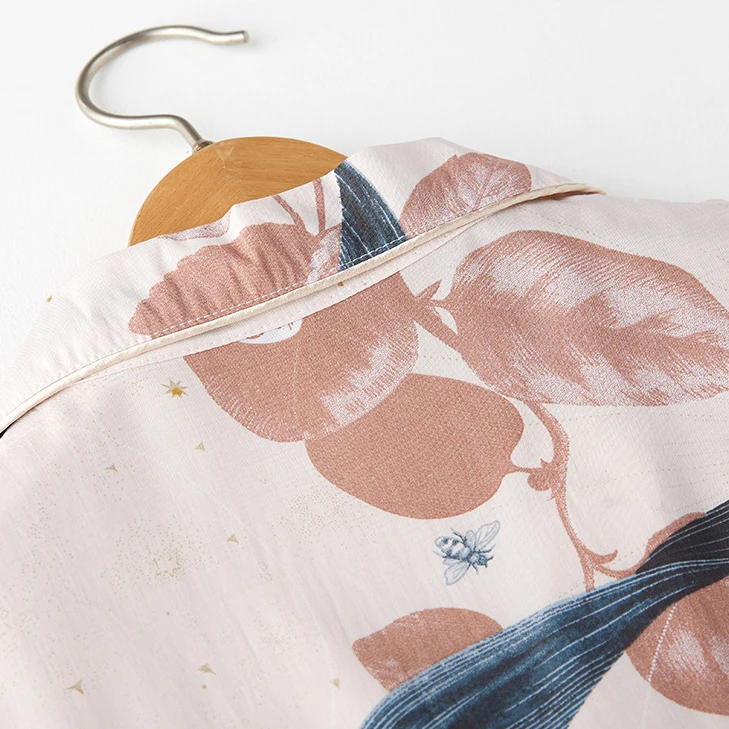 

Creation 101 womens pajama cotton thin cotton silk star short sleeve shorts cardigan womens home clothes sleepwear suit