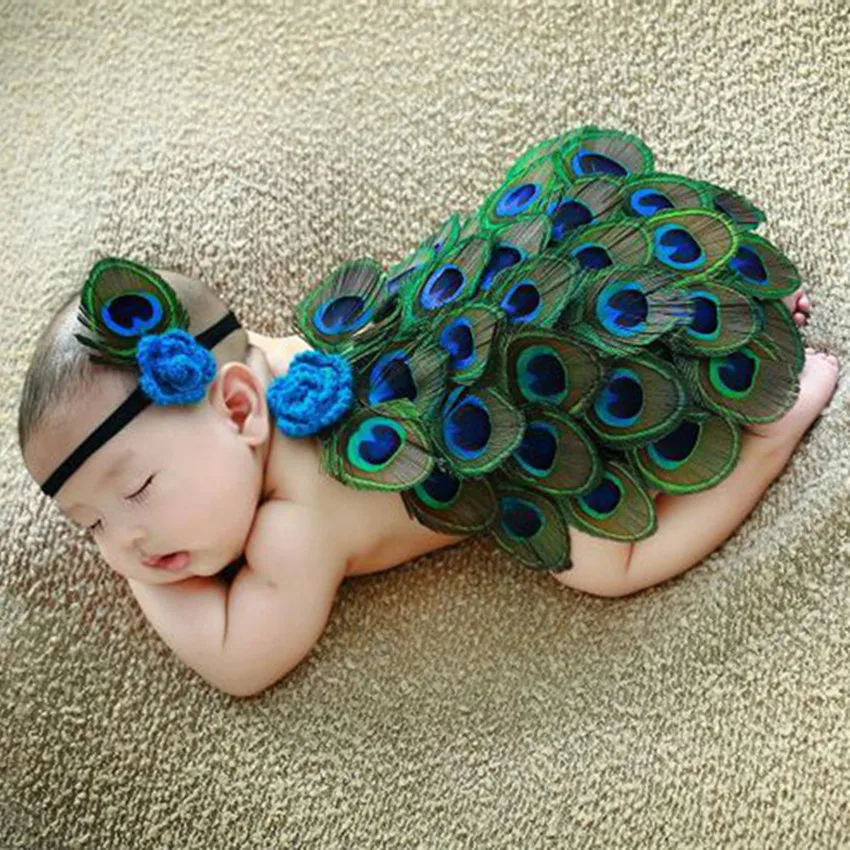 

0-1 Month Newborn Photography Clothing Props Baby Boy Girl Peacock Molding Hundred Days Photo Dress Baby Studio Shooting Props