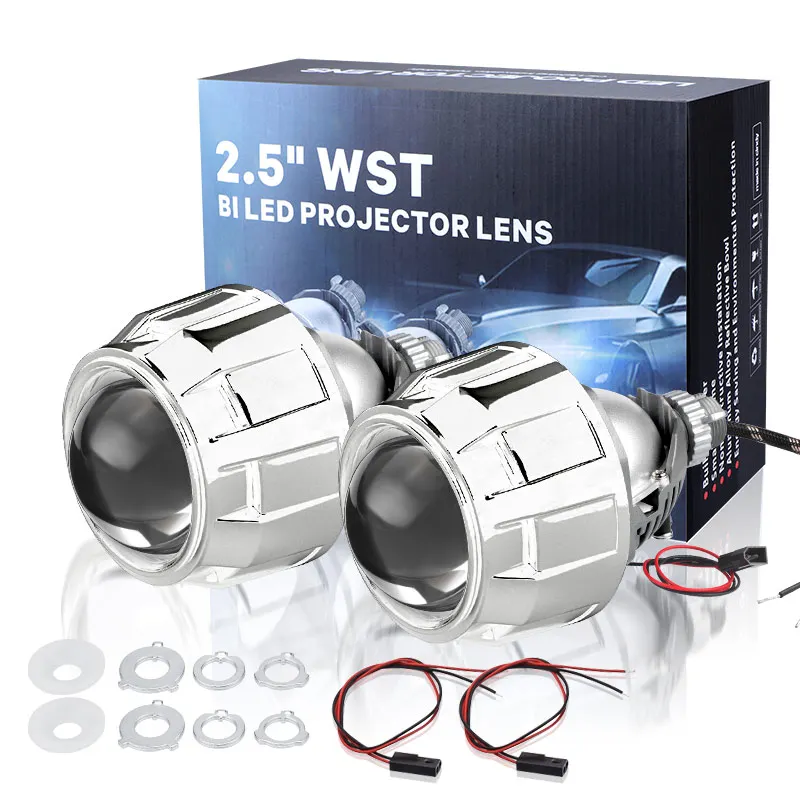 

2.5 inch Mini Auto Bi LED Projector Lens H4 H7 9005 9006 Car Headlight High Low Beam with Led Bulbs 12000LM 6000K Car styling