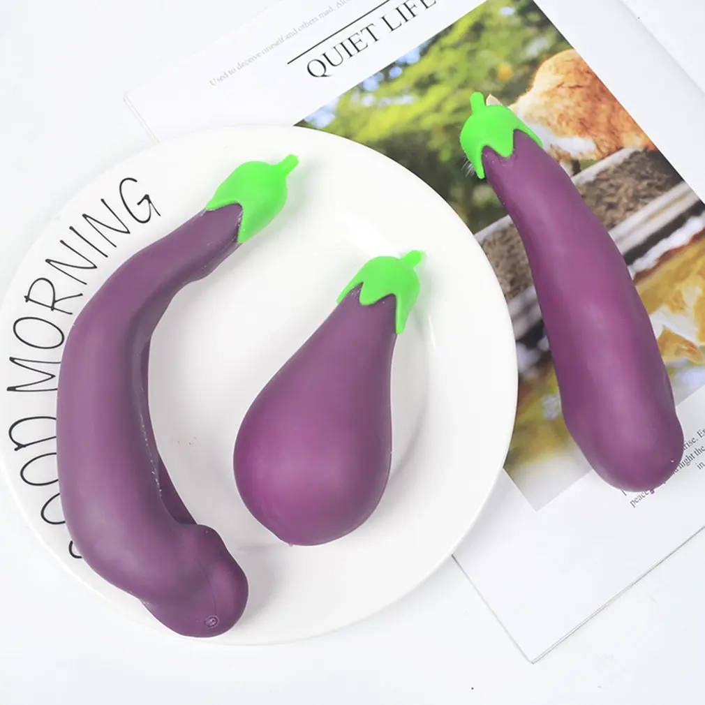 

Squeeze Antistress Entertainment Squishe Cartoon Eggplant Decompression Toy Squeezing Stress Relief Toy