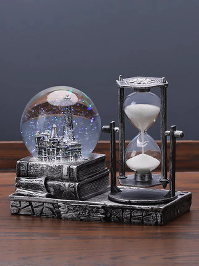 

Home decoration retro crystal ball hourglass timer wine cabinet living room table top tower creative decoration safe packaging