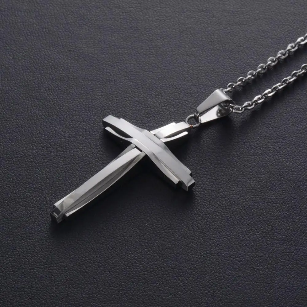 Невыцветающая подвеска-крест из нержавеющей стали длиной 60 см | Украшения и