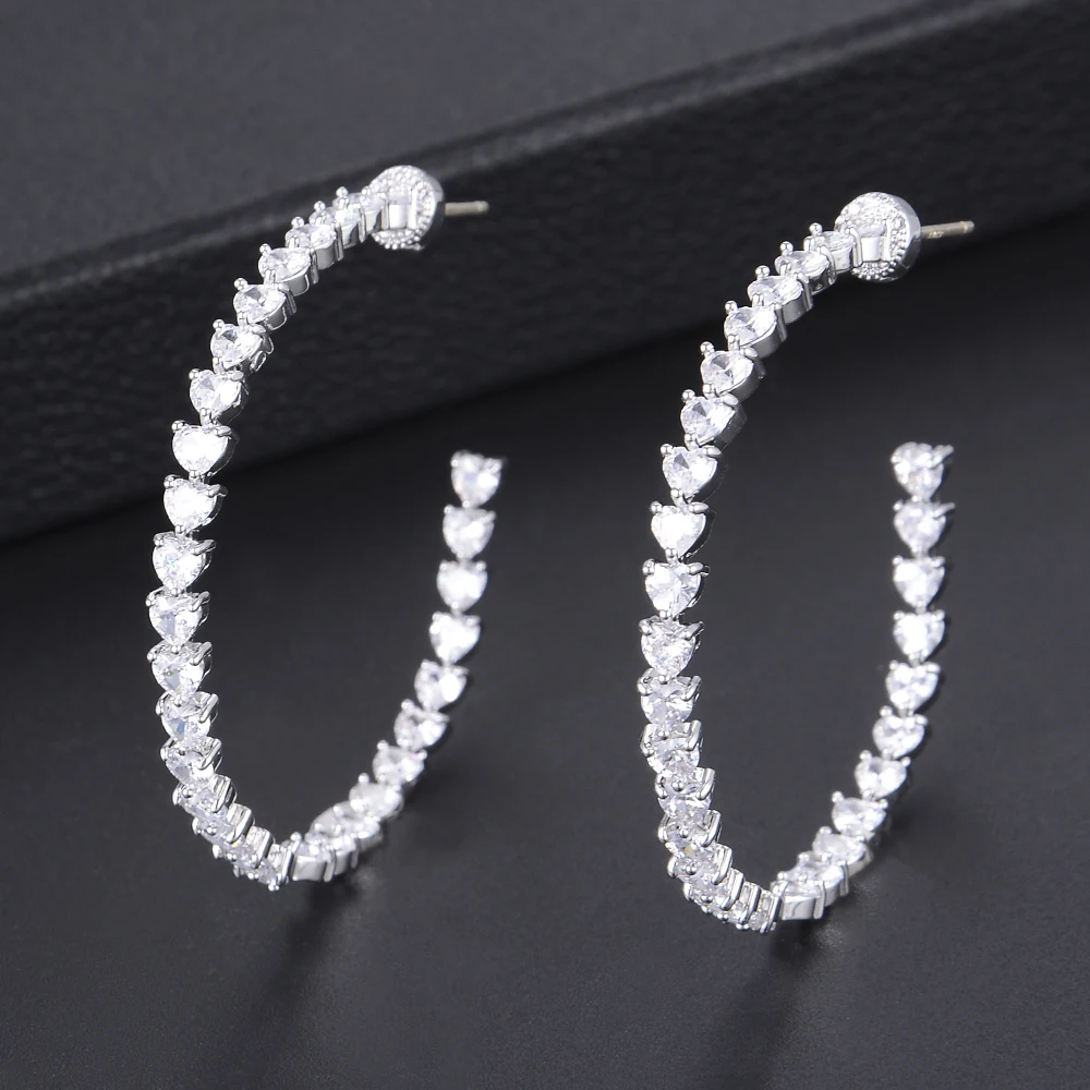 

LARRAURI Trendy Round Circle Zirconia Mirco Paved Earrings For Women Fashion Jewelry Bridal Wedding Hoop Earrings Gold Silver