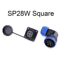 sp28 ip68 waterproof connector 23456791012141619222426 pin elbow square flange electric power plug socket