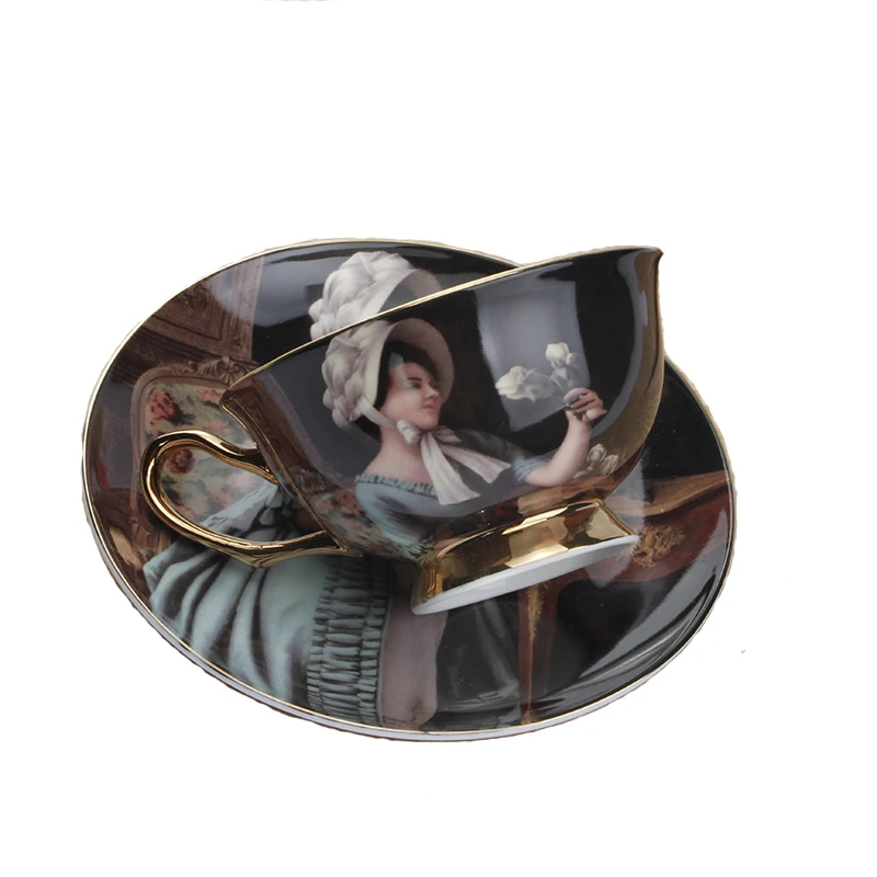 Европейская фигурка дворца картина маслом костяные китайские кофейные чашки и