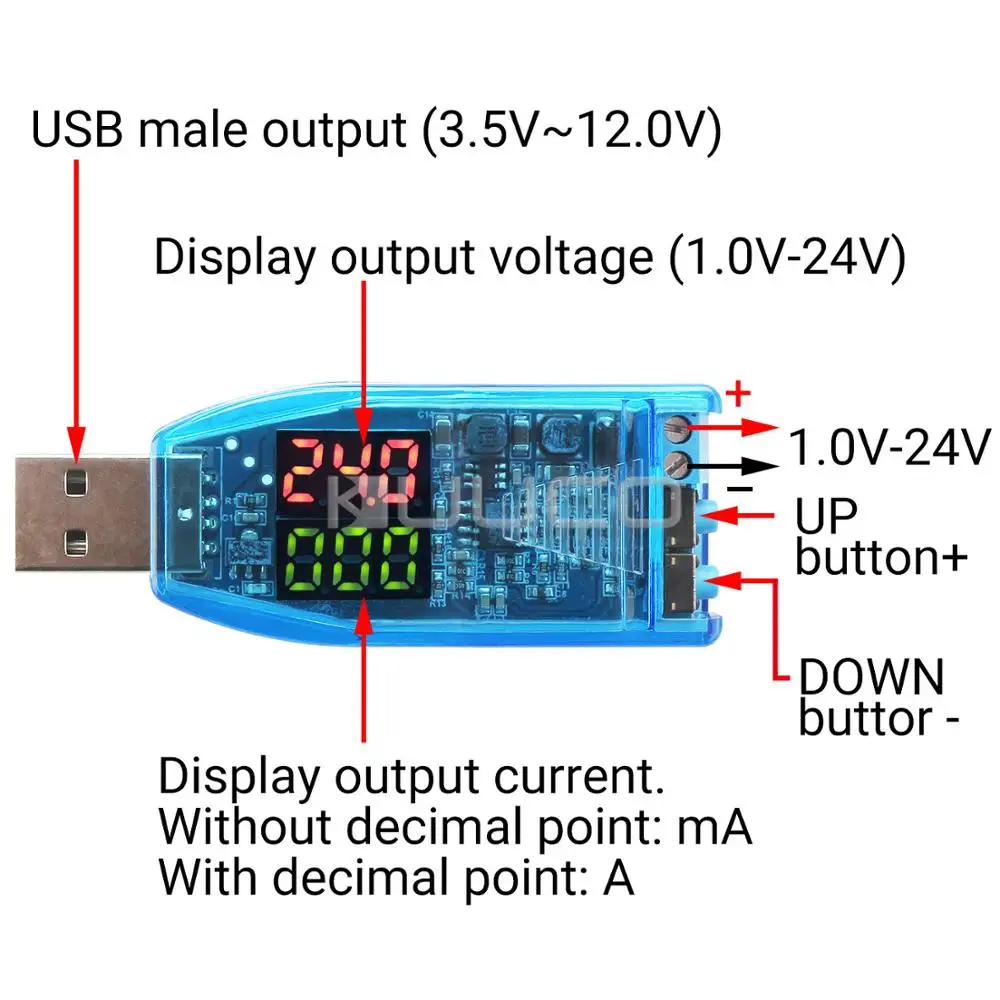 Регулируемый USB Повышающий Модуль питания постоянного тока от 3 5 В 12 в до 1 0 24 Вт