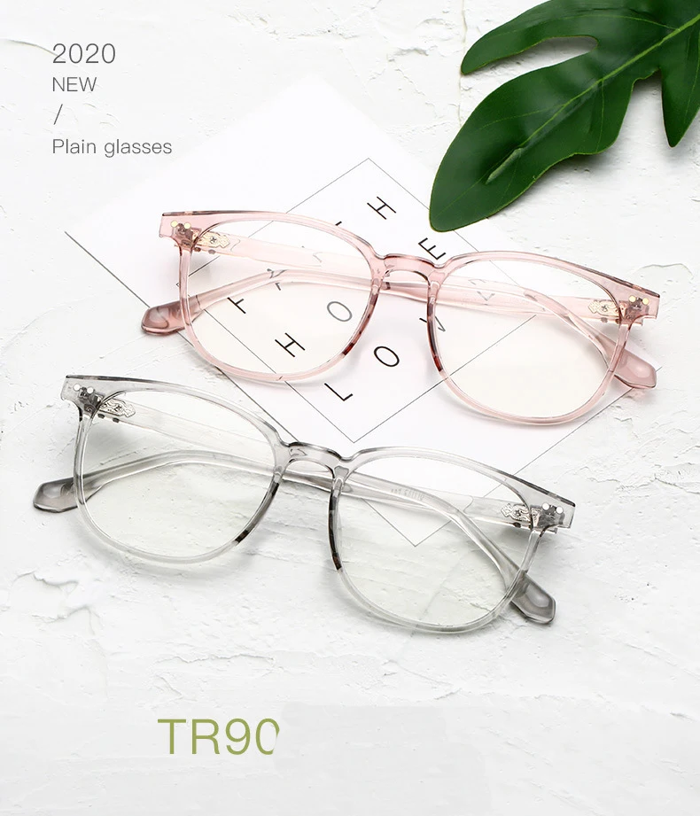 Transparent Grau TR90 Computer Optische Gläser Rahmen Anti Blau Rays Oval Kurze-anblick Brillen Rezept 0-0,5-0,75 zu-6 – Detail 2