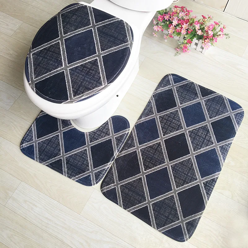 Zeegle Bathroom Mat Set Memory Foam Kitchen Toilet Rug Non Slip Geometry Printed Floor Carpet | Дом и сад