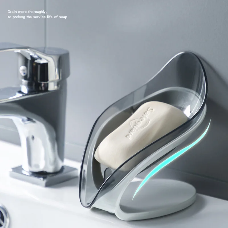 

Drain Soap Holder Box Bathroom Shower Soap Storage Box Tray Rack Bathroom Accessories Drainage Plastic Box Ledge Leaf Shape