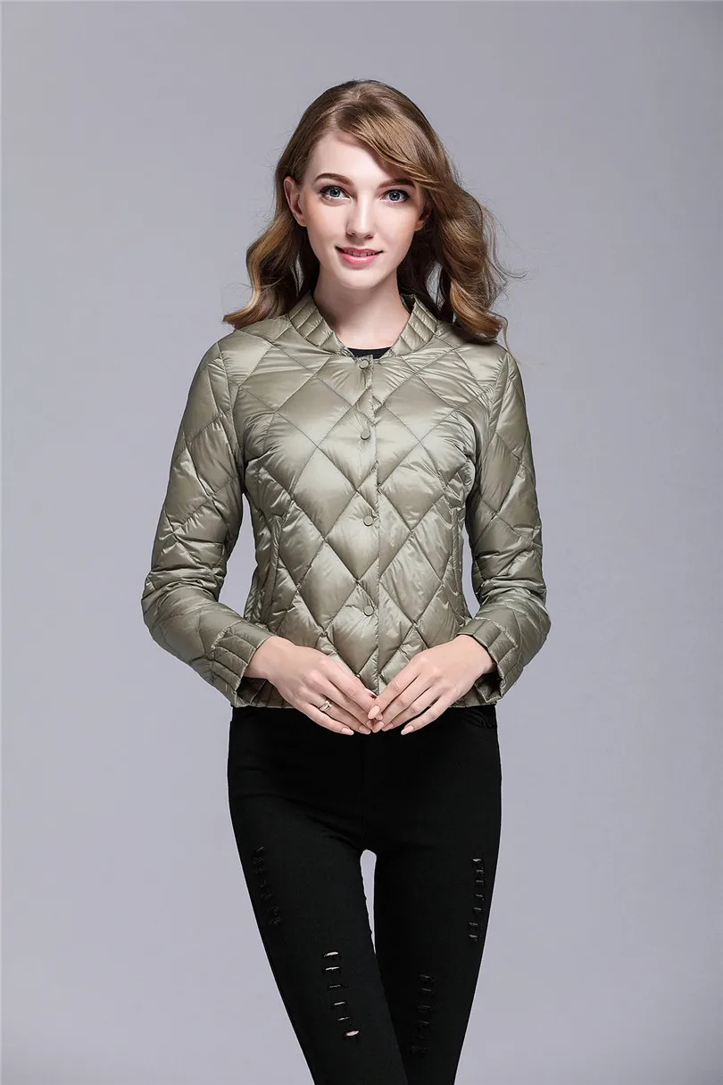 Женские Белые куртки-пуховики на утином пуху Осень-зима плюс Размер 3XL короткое