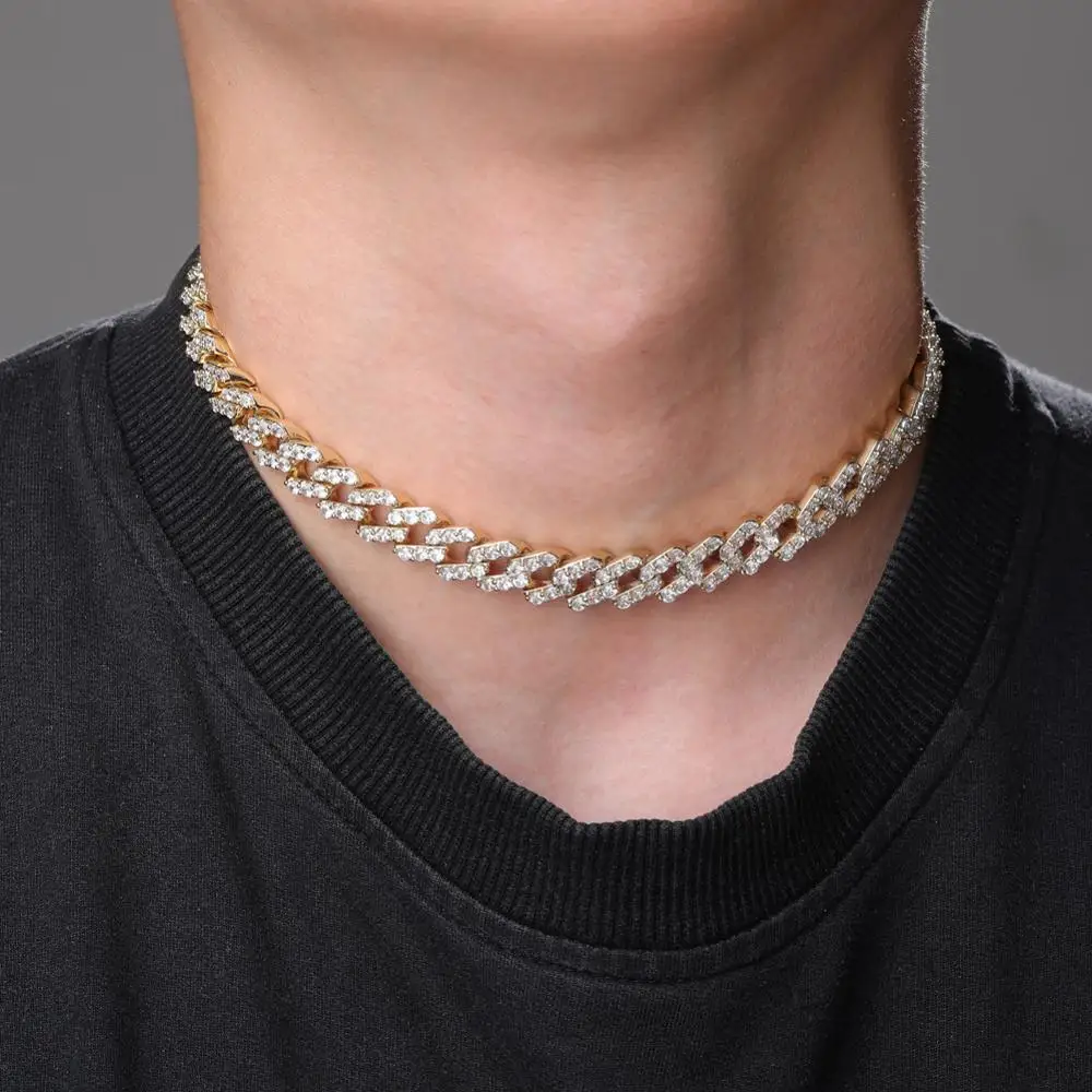 TOPGRILLZ 16 дюймов-30 дюймов замок застежка 12 мм тяжелые Iced Out кубинские цепи ожерелье кубическое цирконовое колечко для мужчин хип хоп ювелирные изделия