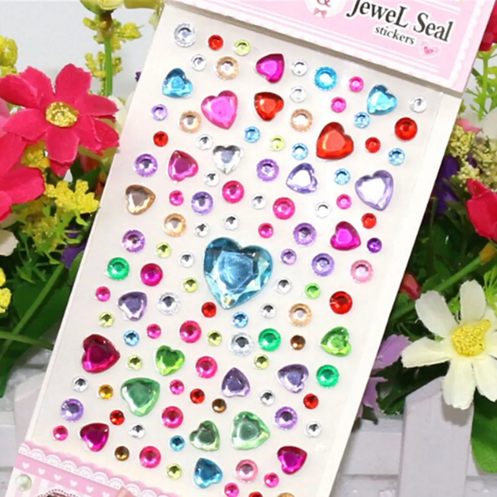 

1Sheet Heart Rhinestones Phone Car Art Craft Diy Scrapbooking Stickers Kids Toys Hot