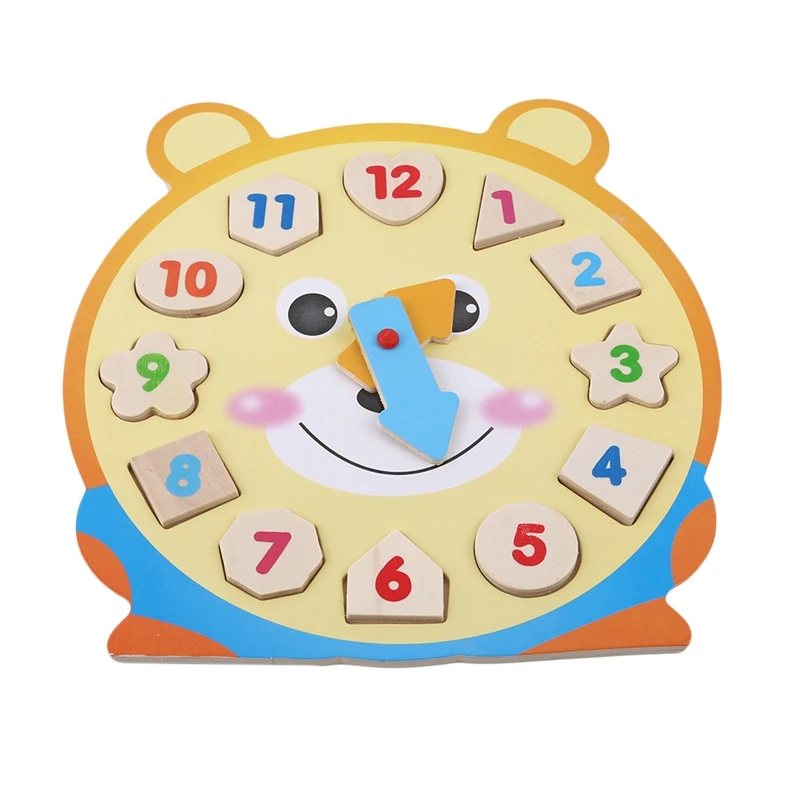 Children Wooden Bear Alarm Clock Jigsaw Puzzle Baby 1-6-Year-Old Cognitive Wooden Jigsaw Puzzle Wooden Puzzle Early Educational