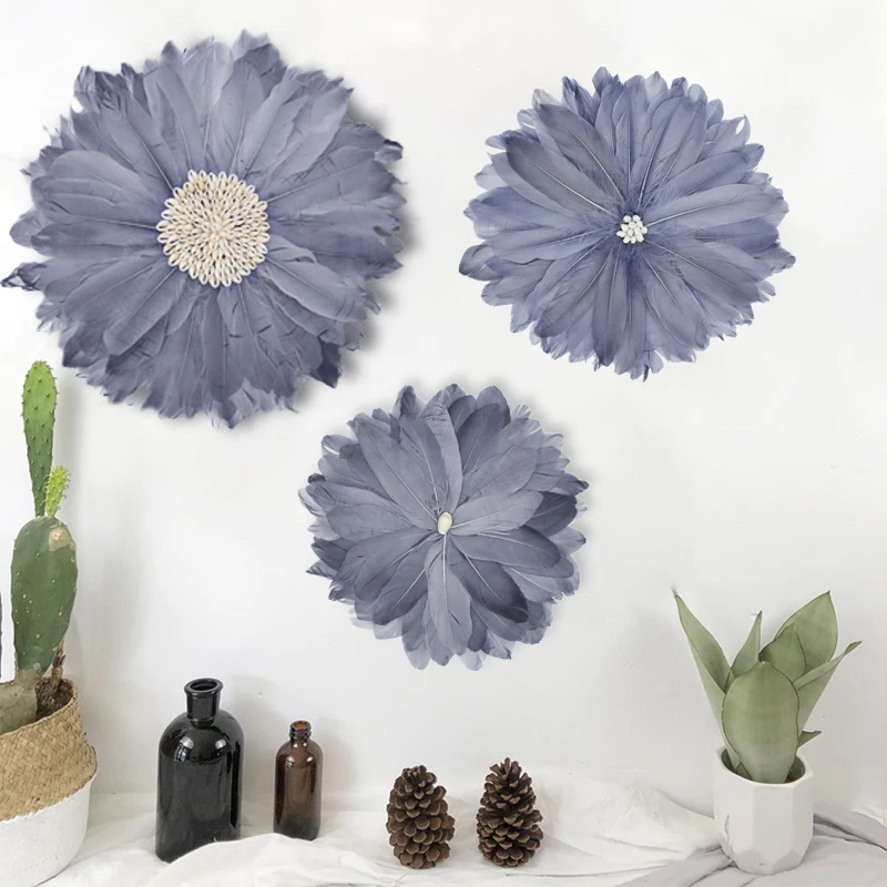 

3pcs Set Feather Wall Decoration Pendant Nordic Creative Living Room Decor Porch Bedside Luxury Wall Hanging Decoration Home
