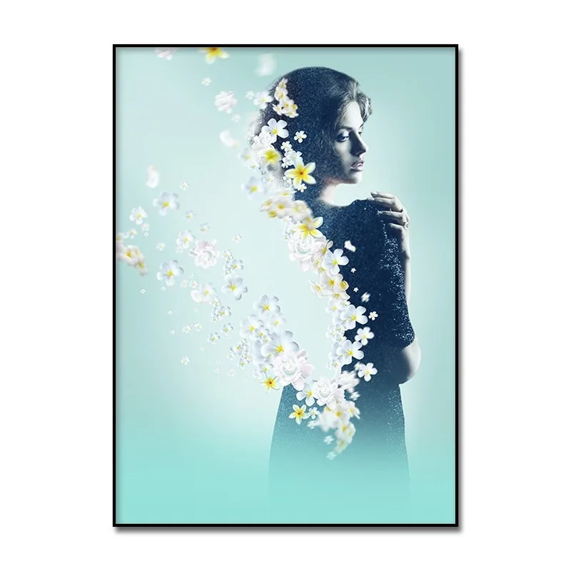 

Canvas Painting Flowers Girl Wall Art Posters and Prints Wall Pictures for Living Room Decoration Home Decor